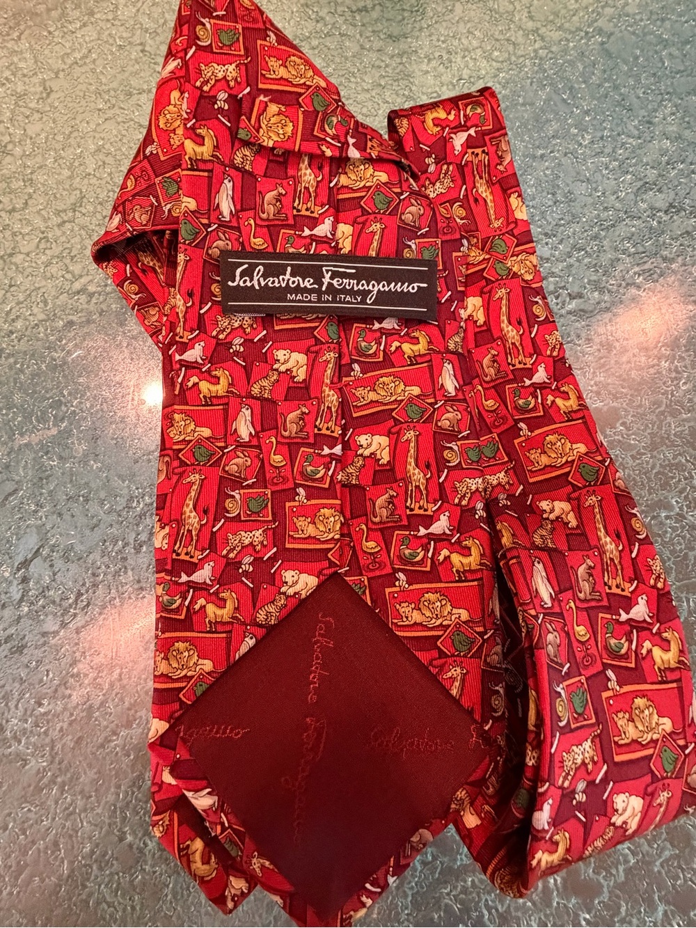 Salvatore Ferragamo Multi Color Silk Animal Motif Tie 59” 3.5” - Picture 2 of 4